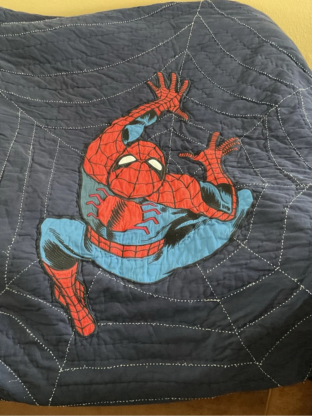 Pottery Barn Kids Marvel Spider-Man Full/Queen Quilt Bedspread Navy Blue Red